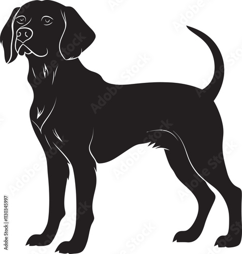 Beagle Silhouette Vector Illustration White Background