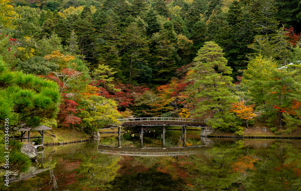 The garden and lake of the Shugakuin Imperial Villa in north east Kyoto