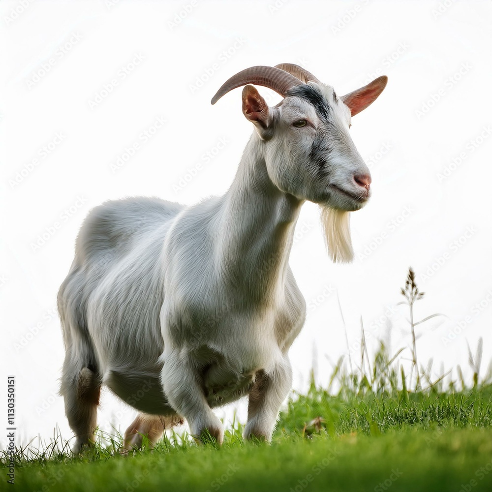 Obraz premium white goat on grass
