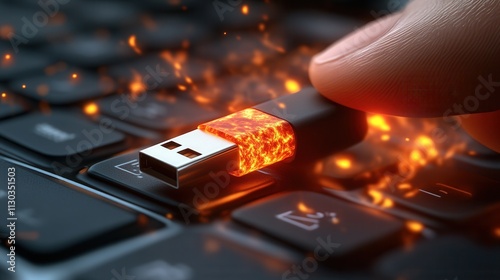 Burning USB drive inserted into laptop. (1)