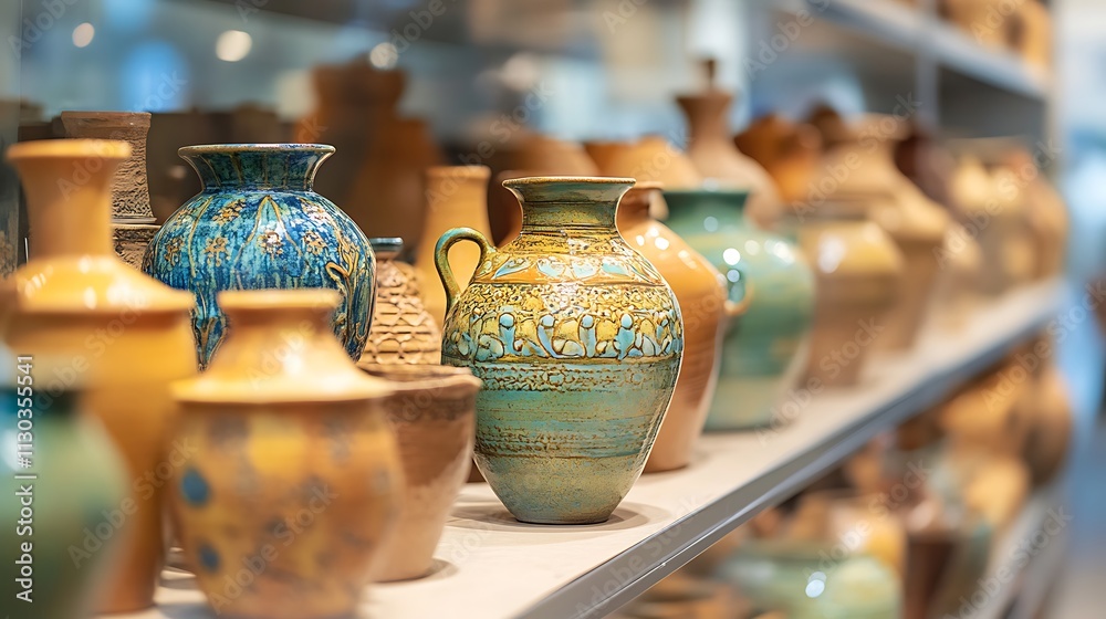 Fototapeta premium Handcrafted pottery on display, Showcasing creativity and skill artisan