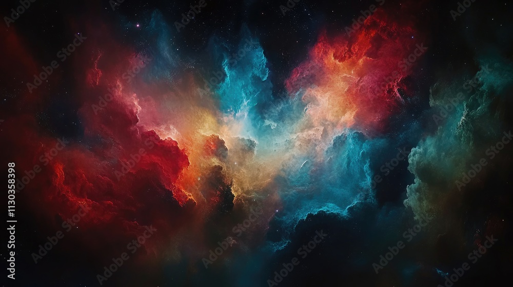 Fototapeta premium Colorful Cosmic Clouds in a Starry Night Sky with Deep Hues