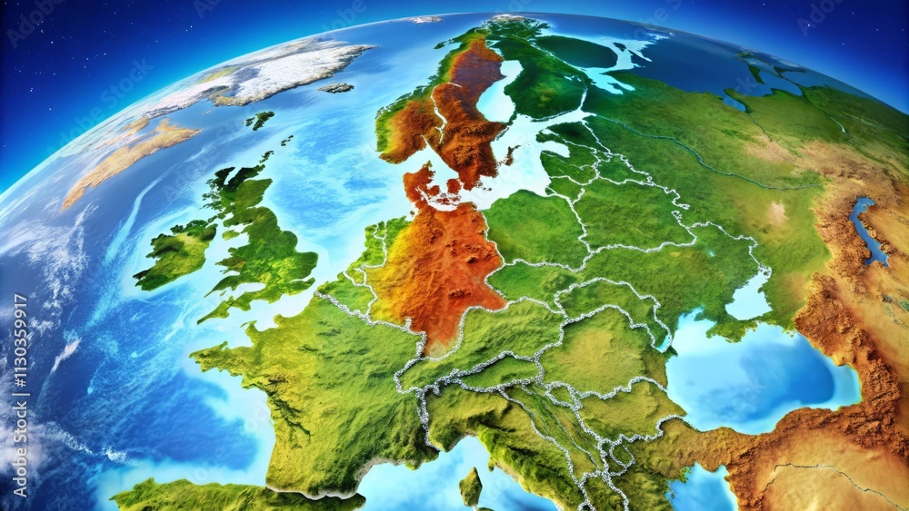 Earth Zoom to Germany Panoramic Animation: World Map, Country Borders ...