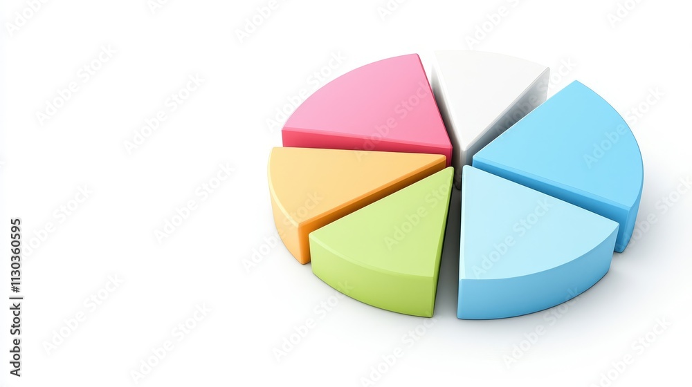 Fototapeta premium Colorful Pie Chart Segments on White Background for Visualization, Data Analysis, Presentation, and Business Graphics Representation