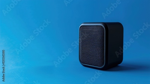 Obraz na płótnie A compact wireless Bluetooth speaker on a solid blue background. w salonie
