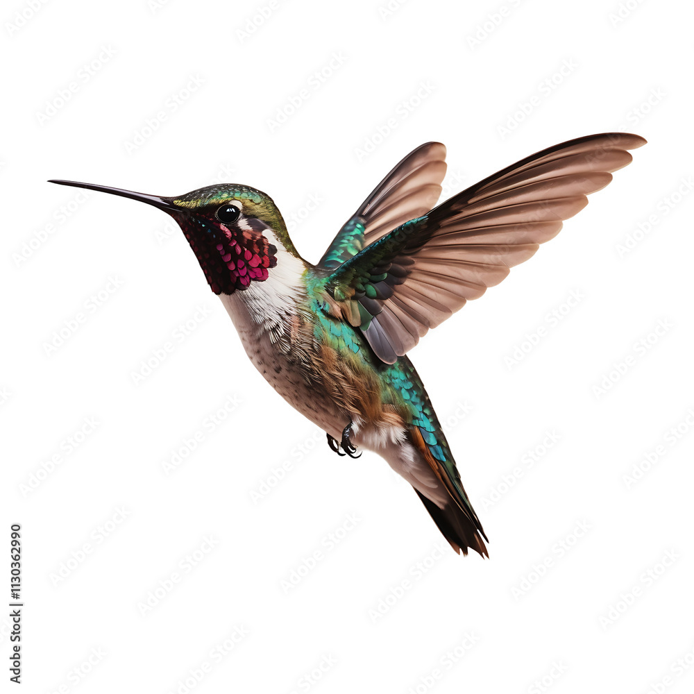 Obraz premium Photorealistic Hummingbird in Mid-Flight, Capturing Grace and Vibrancy