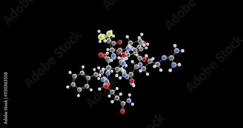 Desmopressin molecule, rotating 3D model of pituitary, looped video on a black background photo