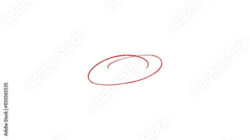 Hand-drawing oval frame circle animation, Hand-drawn red circle highlight with transparent background.