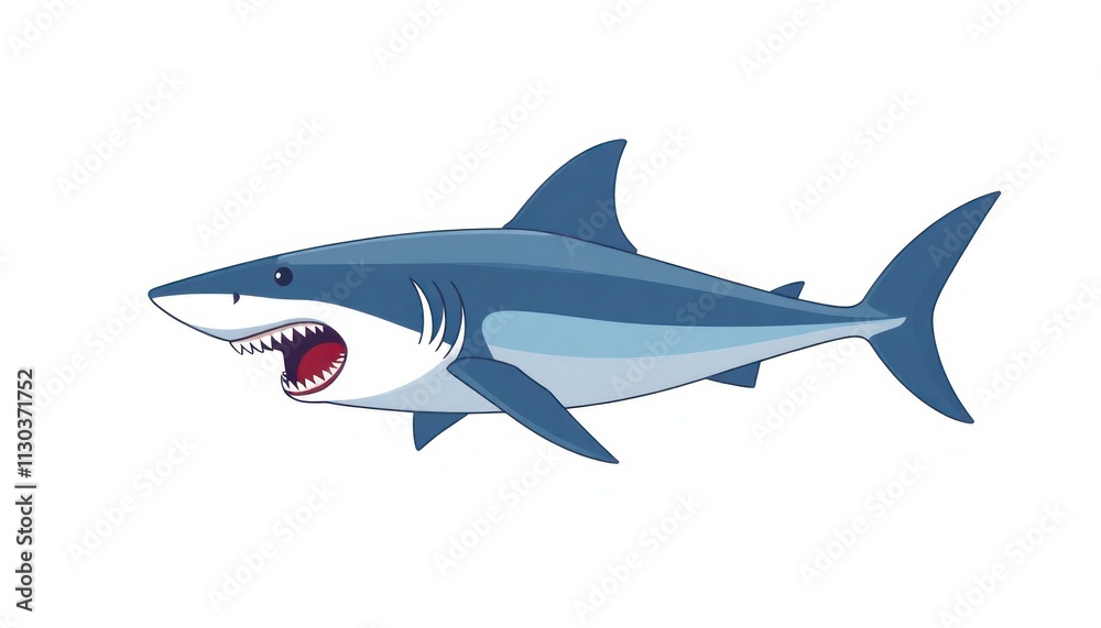 Fototapeta premium Shark In The Sea Vector - Fierce and Fearless Shark Illustration - Evoke The Raw Power And Danger Associated With These Apex Ocean Predators.