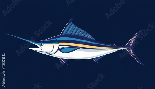 Majestic Marlin Illustration - marine conservation branding, ocean-inspired artwork, and anywhere the power and majesty of these magnificent pelagic fish need to be celebrated. photo