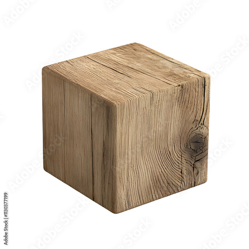 3d minimalist wooden cube on transparent background isolated object for modern design high-quality render