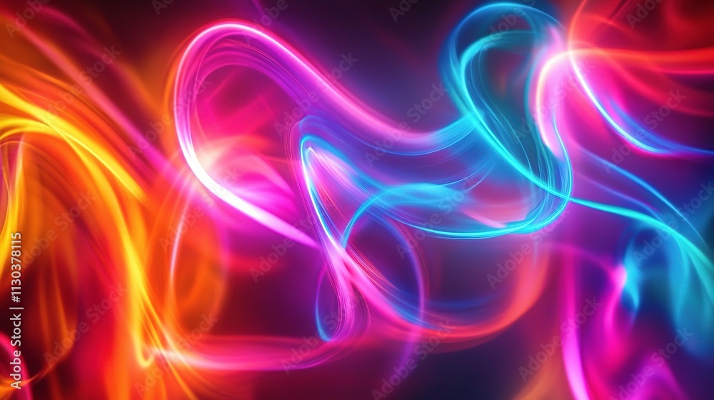 Obraz premium Vibrant Neon Abstract Background with Glowing Flows of Color