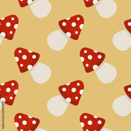 Seamless vector pattern with mushrooms. mushroom seamless pattern flat design vector illustration. Cute illustration for fabric, textile, cloth, wear, wallpaper