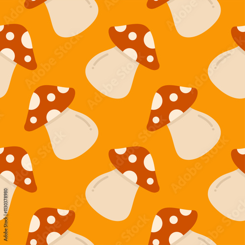 Seamless vector pattern with mushrooms. mushroom seamless pattern flat design vector illustration. Cute illustration for fabric, textile, cloth, wear, wallpaper