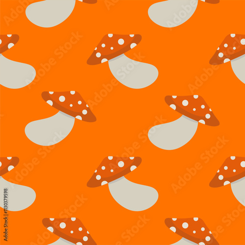 Seamless vector pattern with mushrooms. mushroom seamless pattern flat design vector illustration. Cute illustration for fabric, textile, cloth, wear, wallpaper