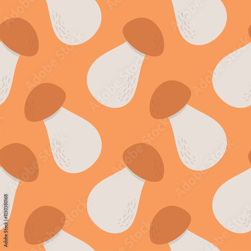 Seamless vector pattern with mushrooms. mushroom seamless pattern flat design vector illustration. Cute illustration for fabric, textile, cloth, wear, wallpaper