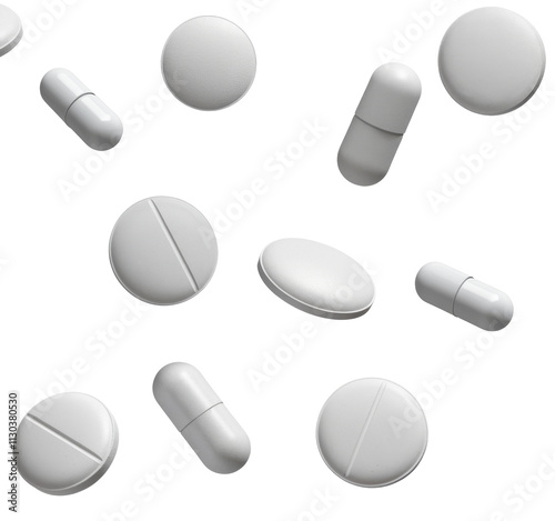 High-Quality PNG white pill medical drug medication Isolated on White Background – High Resolution