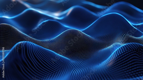 Abstract Futuristic Technology Concept with Glowing Waves and Depth