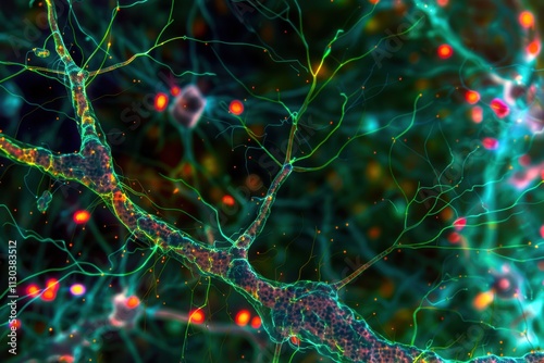 Glial Cell Support: An image showing glial cells, such as astrocytes, providing support and regulating the synaptic environment.