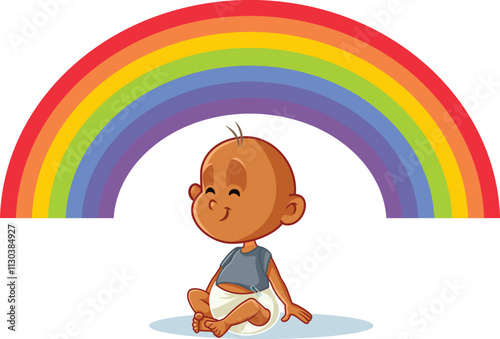 Rainbow Baby Concept Illustration with Little Kid Vector Design. Rays of hope with the birth of an infant in a family 
