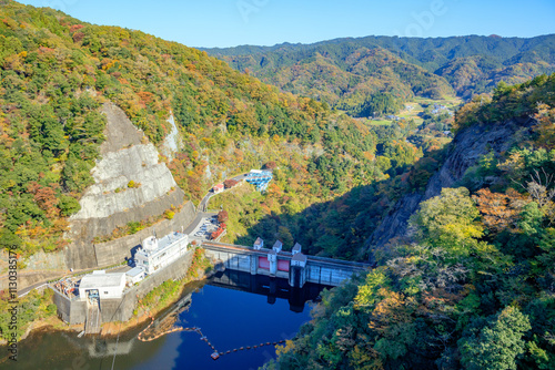 秋の竜神大吊橋から見た景色　茨城県常陸太田市　Autumn view from Ryujin Suspension Bridge. Ibaraki Pref,  Hitachiota City. photo