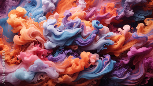 Abstract swirling colors of pink, purple, orange, and blue.

