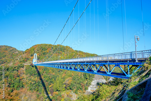 秋の竜神大吊橋　茨城県常陸太田市　Autumn Ryujin Suspension Bridge. Ibaraki Pref, Hitachiota City. photo