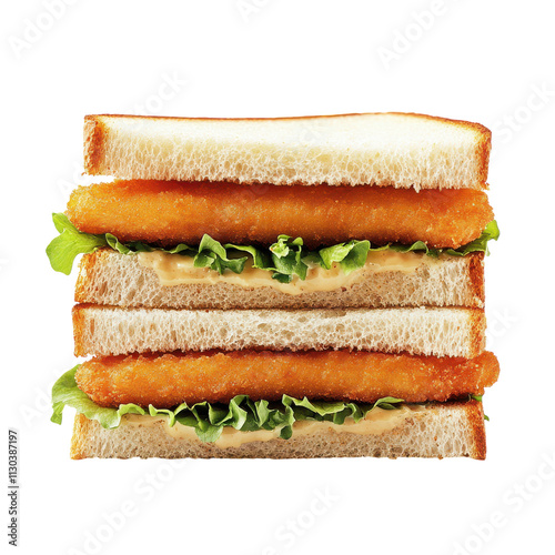 Posh Fish Finger Sandwich for Gourmet Dining Transparent png Background. photo