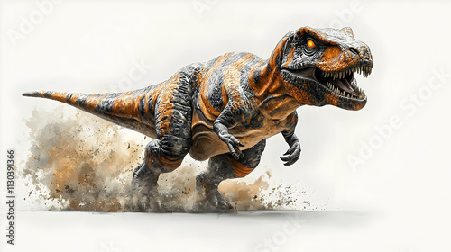 Orange Tyrannosaurus Rex Runs Fast Fiercely photo