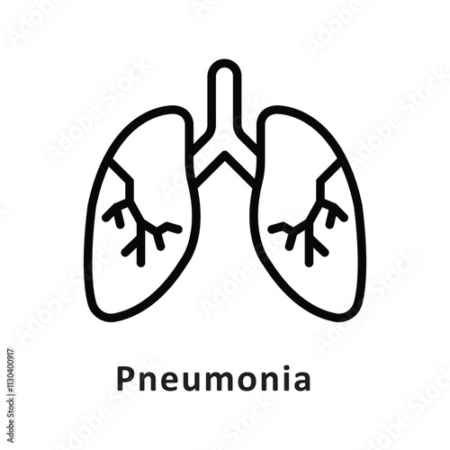 Pneumonia Vector Outline Icon. Eps 10 File