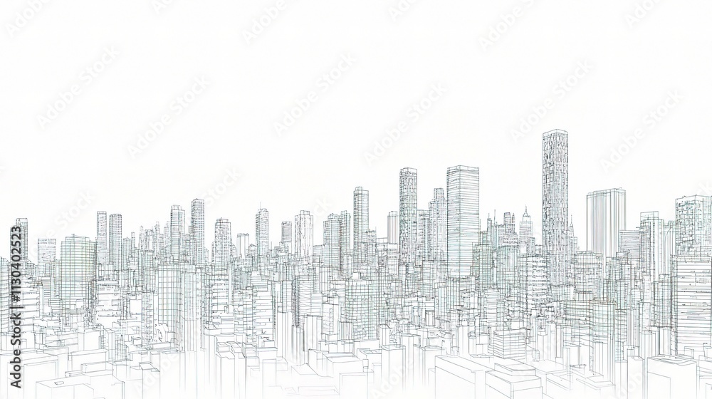 Fototapeta premium Abstract Wireframe City Background for Design Projects