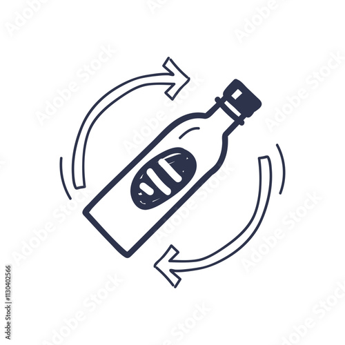 A green bottle encircled by a recycling symbol, symbolizing sustainability.