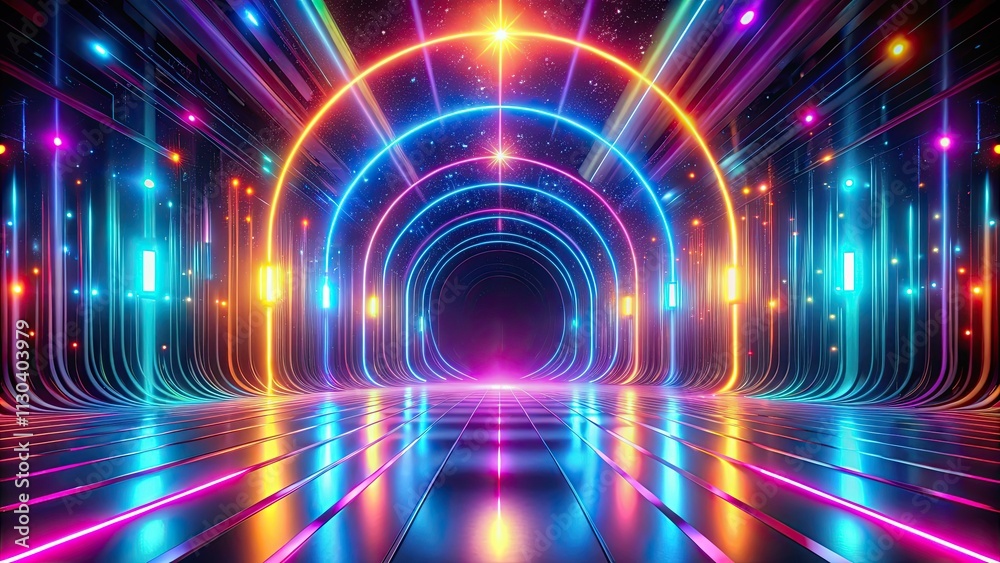 Obraz premium Dynamic neon lights abstract background with vibrant colors, neon, lights, abstract, background, vibrant, colors