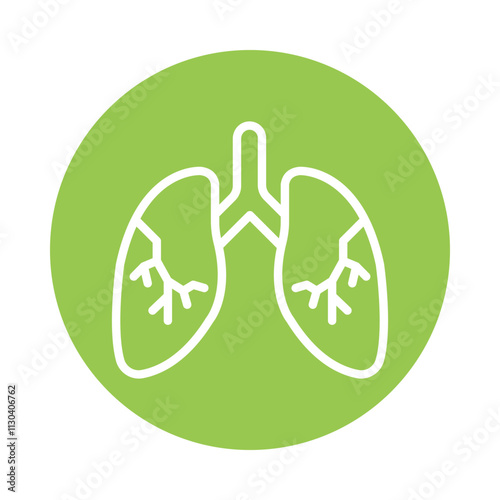 Pneumonia Vector Circle Outline Icon.   Eps 10 File