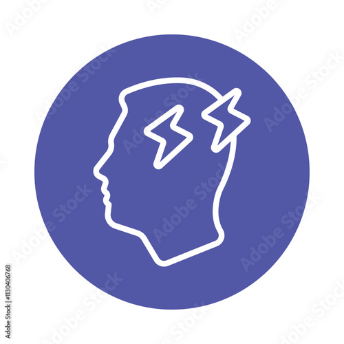 Headache Vector Circle Outline Icon.   Eps 10 File