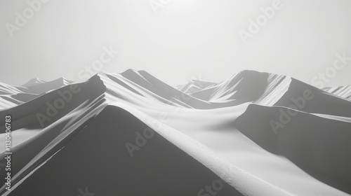 Fototapeta Naklejka Na Ścianę i Meble -  Cinematic black and white photography of vast desert dunes with striking shadows and textures