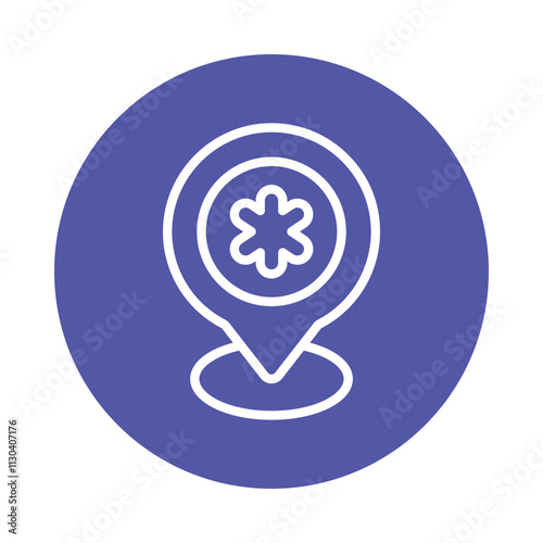 Hospital location Vector Circle Outline Icon.   Eps 10 File
