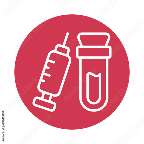 Blood Test Vector Circle Outline Icon.   Eps 10 File