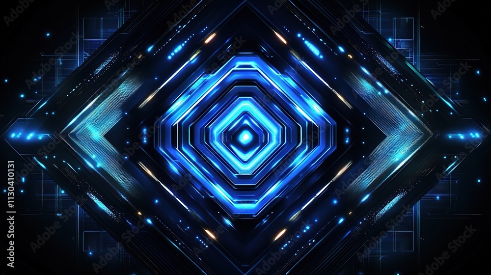 Fototapeta premium Futuristic Geometric Shapes with Neon Glow and Light Effects