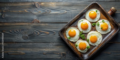 Sunny side up eggs on a tray, telur ceplok mata sapi, fried eggs, breakfast, egg dish photo