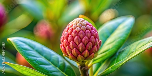 Rondeletia leucophylla flower bud in nature, flower buds on green branches, Panama rose blossoms, white flowers photo