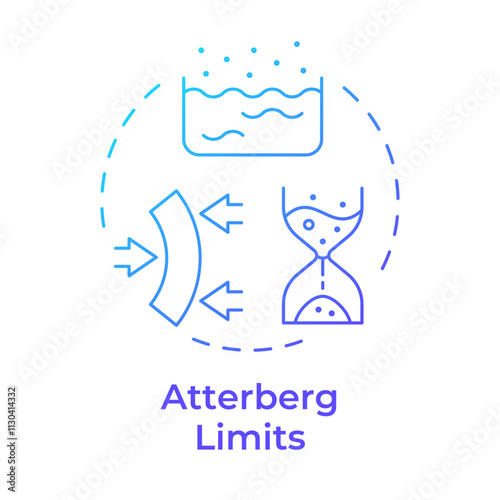 Atterberg limits test blue gradient concept icon. Soil exploration technique. Geotechnical survey method. Round shape line illustration. Abstract idea. Graphic design. Easy to use in article