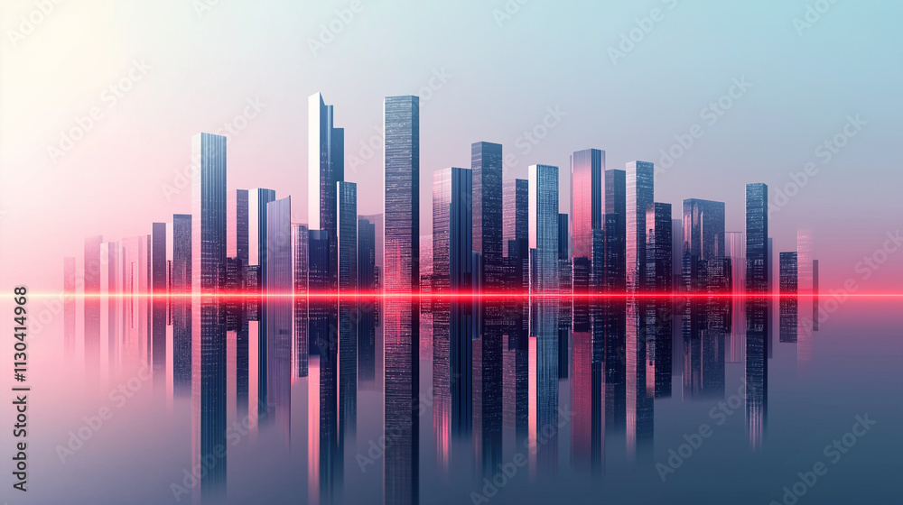 Fototapeta premium Visionary Urban Skyline with Digital Elegance