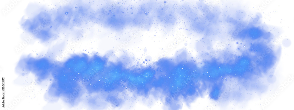 Obraz premium Fantastic blue smoke background. Magic blue smoke with glitter and small particles of twinkling stars. Fog with luminous particles. Blue vapor with stardust. Morning fog over land or water surface, ma