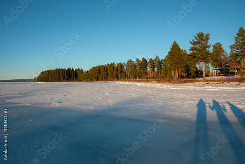 Winter tranquility along the icy shore of Leksand in Dalarna, Sweden