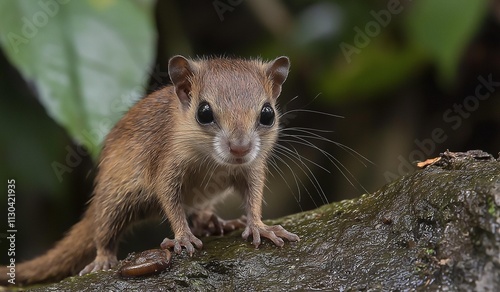 AI generator images of Treeshrews, Banxrings, similar to squirrels which is an animal that is ranked as a rodent (Rodentia) can eat both plants and small animals such as insects or worms as food. photo