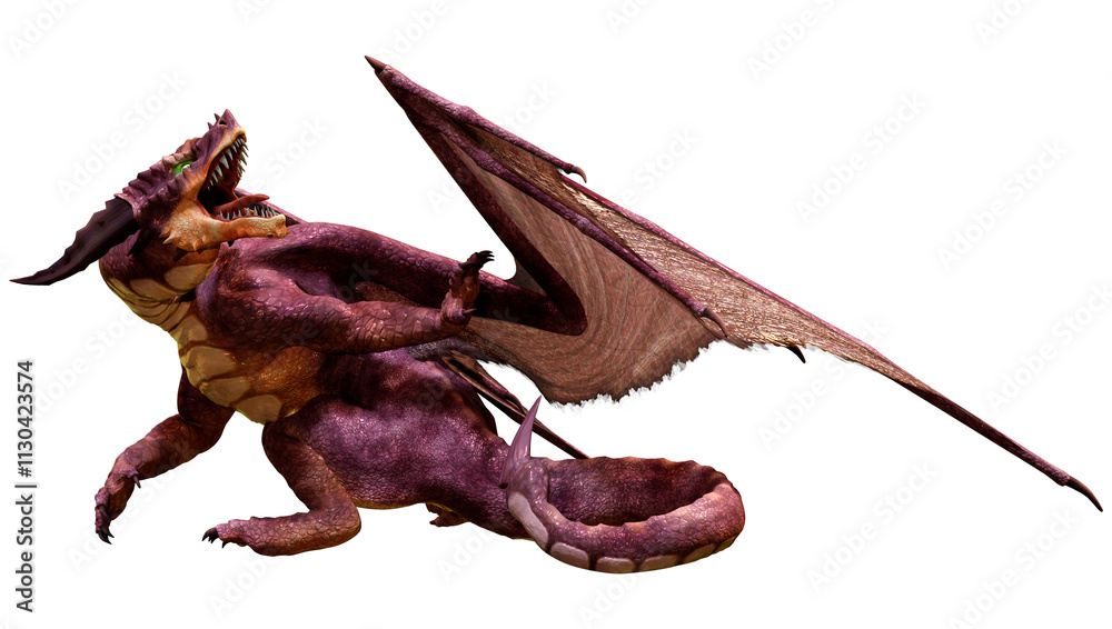 Fototapeta premium 3D Rendering Fairy Tale Dragon on White