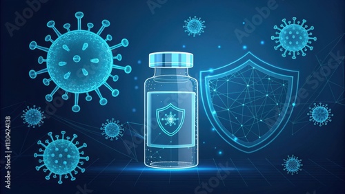 Digital representation of a vaccine with virus protection graphics photo