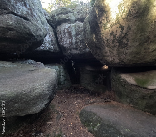Rock labyrinth in the Stolowe Mountains, Poland. Megaliths photo