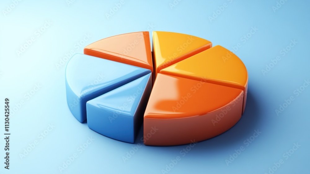 Obraz premium Three Dimensional Pie Chart Showing Data Segments